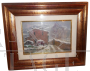 Paesaggio innevato, dipinto ad olio su cartoncino del XX secolo, firmato                            