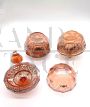Set da toilette art déco in vetro soffiato rosa con lamina d'argento, anni '20                            