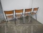 Set di 4 sedie Mullca grigie impilabili con seduta in legno chiaro, anni '60