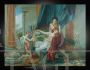 Dipinto antico con scena neoclassica e architetture, XIX secolo                            