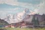 Gustavo Mancinelli - paesaggio di montagna, olio su tela di fine '800                            