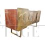 Credenza design a quattro ante in ottone decorato