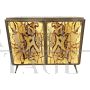 Credenza in vetro illuminata con fantasia a corteccia                            