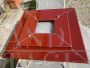 Tavolino da salotto Re Quadro di Paolo Piva per B&B in legno laccato rosso e travertino