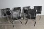 Set di 6 sedie modernariato Fumagalli in metallo e cuoio, anni '70                            