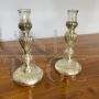 Coppia di antichi candelieri in vetro di Murano con argento, XIX secolo                            