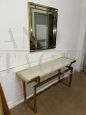 Console vintage in ottone con specchio