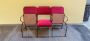 Fila di 3 sedie da teatro italiane in velluto rosso anni '30