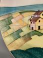 Piatto artistico Cia Torino in ceramica dipinta in stile futurista, anni '30