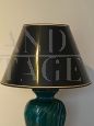 Lampada da tavolo in ceramica smaltata verde, Italia anni '70