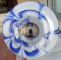 Lampadario vintage in vetro di Murano striato blu