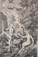 Adamo ed Eva - incisione antica di Gerard Hoet, XVII secolo                            