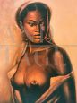 Dipinto Nudo di Donna Africana dell'artista Malalla Gola, 1984