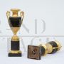 Coppia di vasi antichi cassolette Carlo X in bronzo dorato e patinato