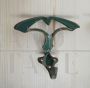 Set di 3 ganci appendiabiti vintage in ottone laccato verde, anni '50
