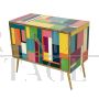  Credenza a due ante in vetro di Murano multicolore                           