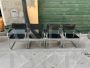 Set di 4 sedie cantilever in acciaio e pelle nera in stile Mart Stam                            
