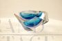 Posacenere svuotatasche pentagonale vintage in vetro di Murano azzurro