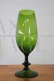 Vaso a coppa in vetro artistico di Empoli verde, anni '60                            