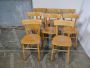 Set di 8 sedie bistrot vintage in legno chiaro di faggio, anni '50                           