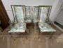 Set di 6 sedie in stile Romeo Rega in ottone e tessuto floreale                            