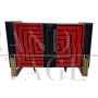 Credenza a 2 ante in vetro rosso e nero effetto optical                            