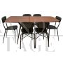 Set da pranzo vintage anni '60 con un grande tavolo e 6 sedie in skai