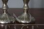 Coppia di antichi candelieri in vetro di Murano con argento, XIX secolo