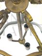 Lampada a sospensione a lanterna in ottone e vetro, anni '40