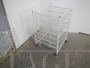 Carrello espositore vintage in rete metallica con 7 cassetti