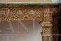 Console con specchio antica di epoca Luigi XVI in lacca e oro, con piano in marmo