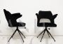 Coppia di sedie da ufficio design girevoli in velluto nero, anni '70