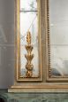 Console con specchio antica di epoca Luigi XVI in lacca e oro, con piano in marmo