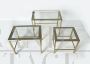 Set di 3 tavolini a nido in ottone e vetro, vintage 1970