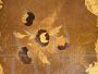 Tavolino antico da appoggio in legno con intarsi floreali, fine ‘800