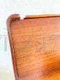 Tavolino carrello vintage in legno di noce con due cassetti, anni '70