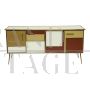 Credenza 4 ante in vetro colorato in stile vintage                            