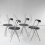 Set di 4 sedie vintage in acciaio cromato in stile Hans Eichenberger