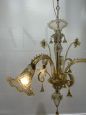 Lampadario in vetro di Murano ambrato attr. A.V.E.M.                            