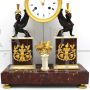 Antico orologio a pendolo Parigina Direttorio in bronzo dorato e marmo '700