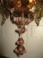 Lampadario in vetro soffiato di Murano con otto fiamme