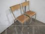 Coppia di sedie Mullca beige impilabili con seduta in legno chiaro, anni '60                            