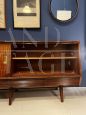Credenza sideboard italiana con piano in vetro bordeaux, anni '60