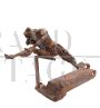 Giovanni Naglia- Scultura in bronzo con figura in movimento dinamico                            