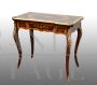 Tavolino da gioco antico Napoleone III Francese in legni policromi                            