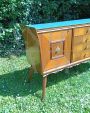 Credenza anni '50 con piano in vetro azzurro