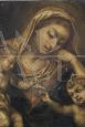 Dipinto antico su rame raffigurante Madonna col Bambino e San Giovannino
