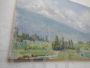 Deschamps - dipinto di campagna con vista dei Pirenei sul Pic Du Midi