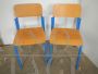 Coppia sedie scolastiche vintage blu anni '80