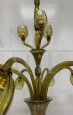 Lampadario attr. Venini anni '30 in vetro di Murano ambrato                            